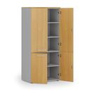 Aktenschrank mit geteilten Türen PRIMO GRAY, 1781 x 800 x 500 mm, grau/Buche