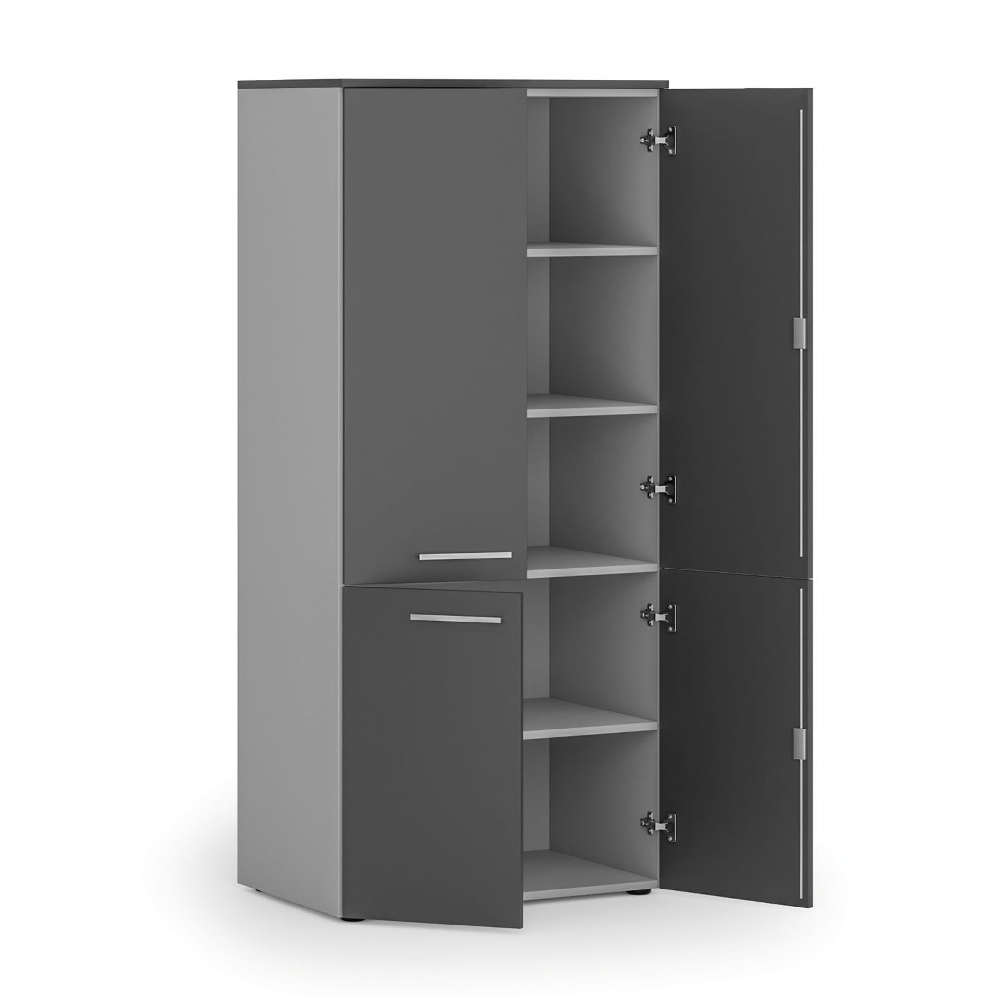 Aktenschrank mit geteilten Türen PRIMO GRAY, 1781 x 800 x 500 mm, grau/Graphit