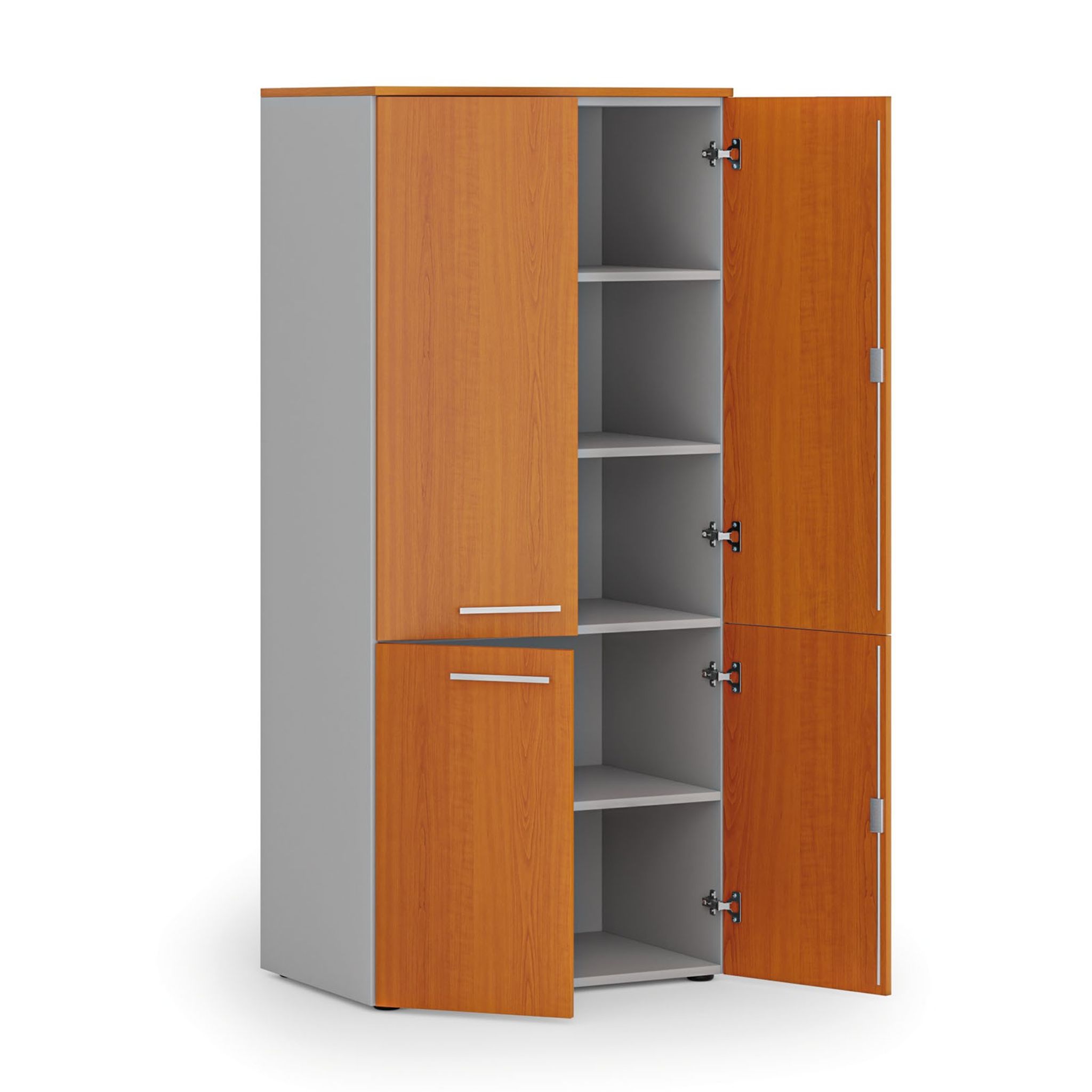 Aktenschrank mit geteilten Türen PRIMO GRAY, 1781 x 800 x 500 mm, grau/Kirschbaum