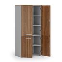 Aktenschrank mit geteilten Türen PRIMO GRAY, 1781 x 800 x 500 mm, grau/Nussbaum