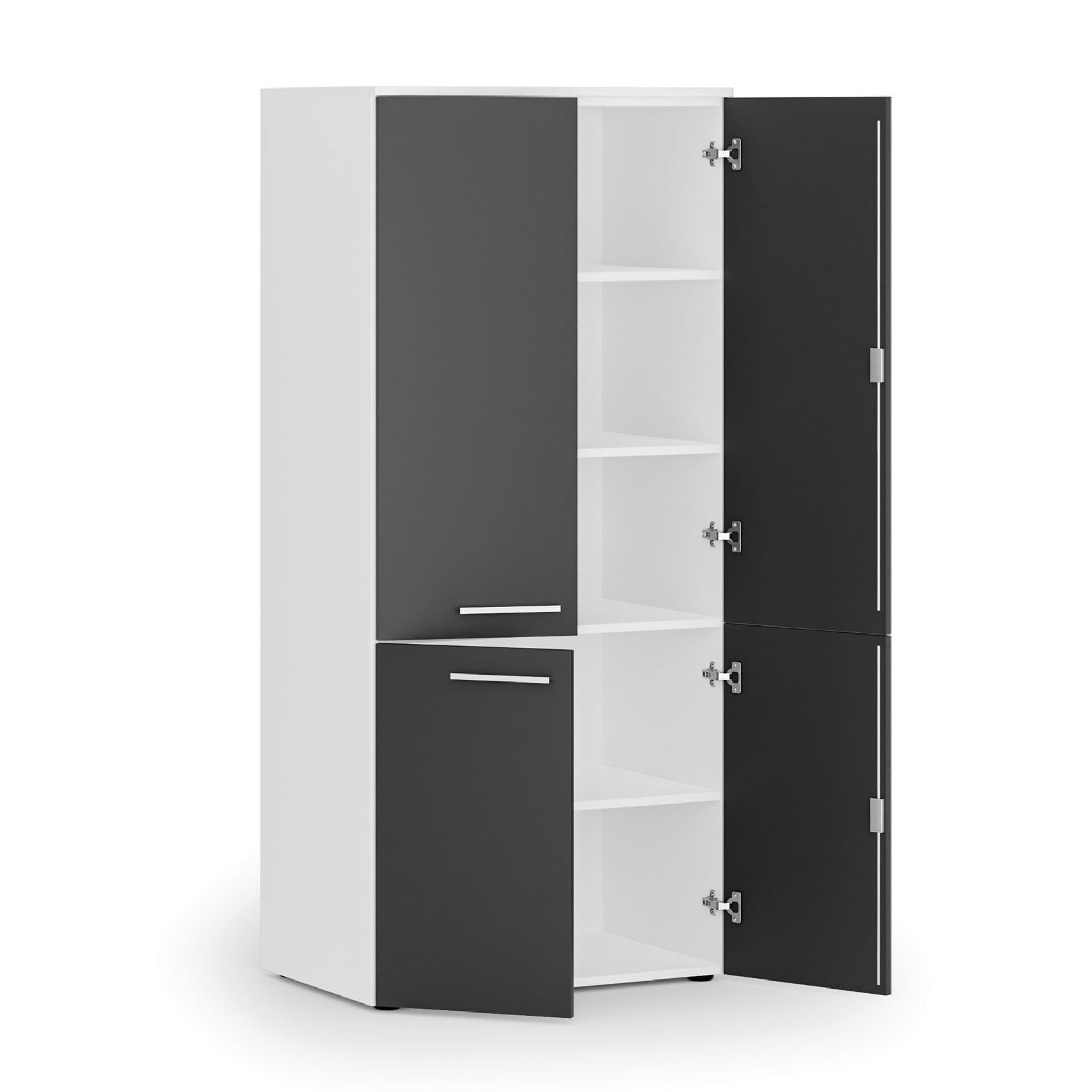 Aktenschrank mit geteilten Türen PRIMO WHITE, 1781 x 800 x 500 mm, weiß/Graphit