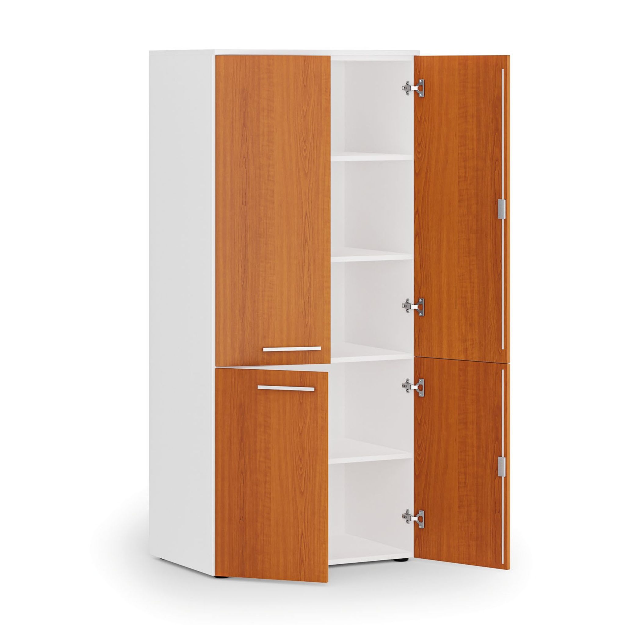Aktenschrank mit geteilten Türen PRIMO WHITE, 1781 x 800 x 500 mm, weiß/Kirschbaum