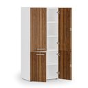 Aktenschrank mit geteilten Türen PRIMO WHITE, 800 x 500 x 1781 mm, weiß/Nussbaum