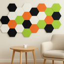 Akustický panel, samolepiace, šesťuholník, 30x26 cm, 12 ks, čierna