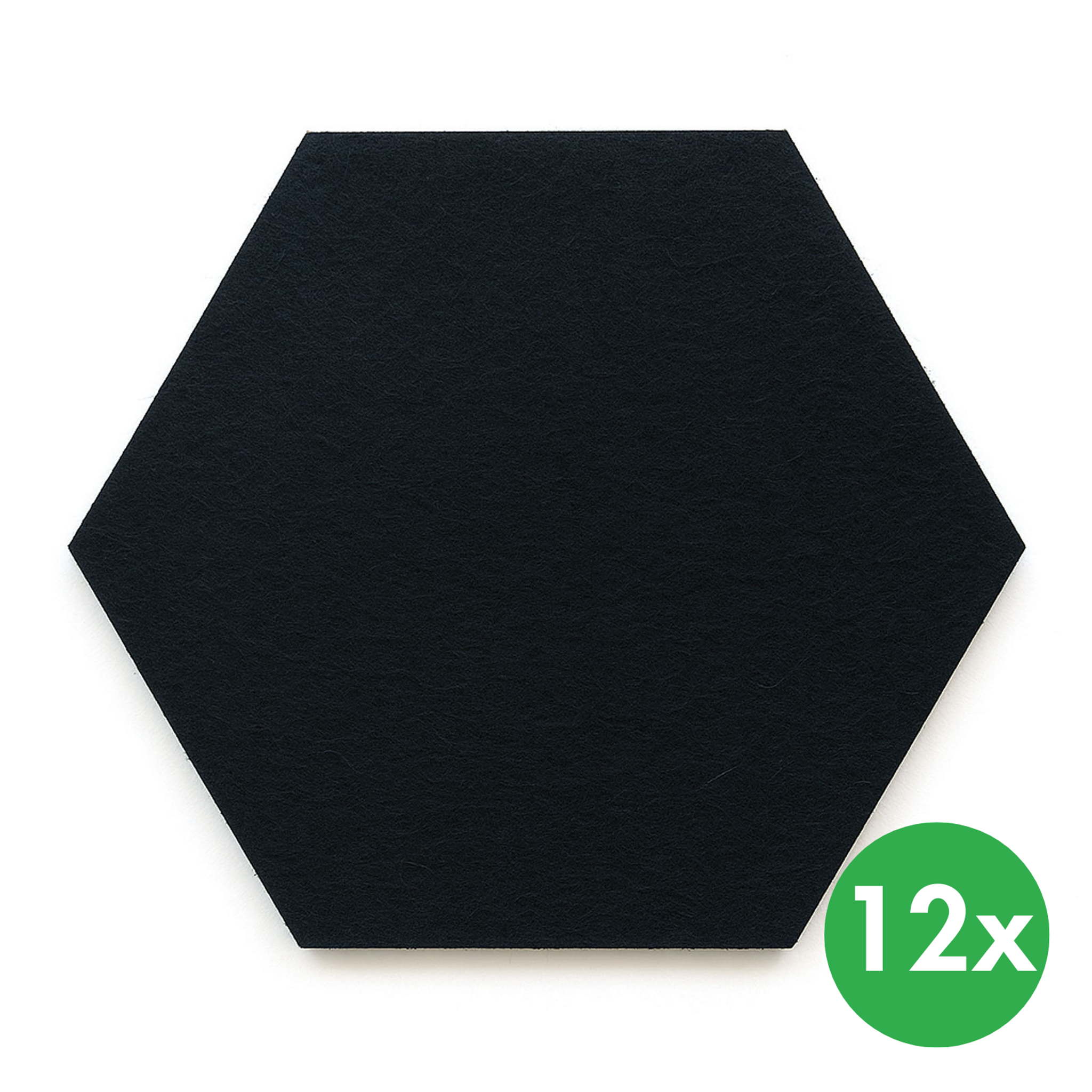 Akustický panel, samolepící, šestiúhelník, 30x26 cm, 12 ks, černá
