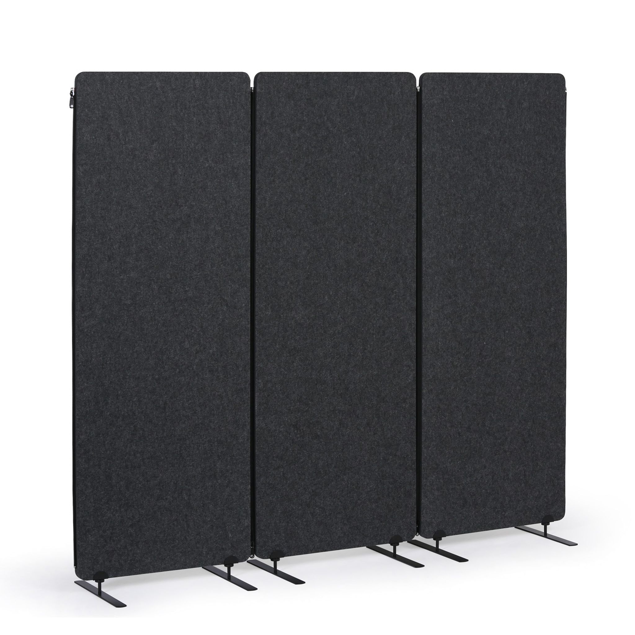 Akustický paraván, deliaca stena 160 x 60 cm, 3 ks v balení, 100% polyester, spojiteľná na zips, grafit