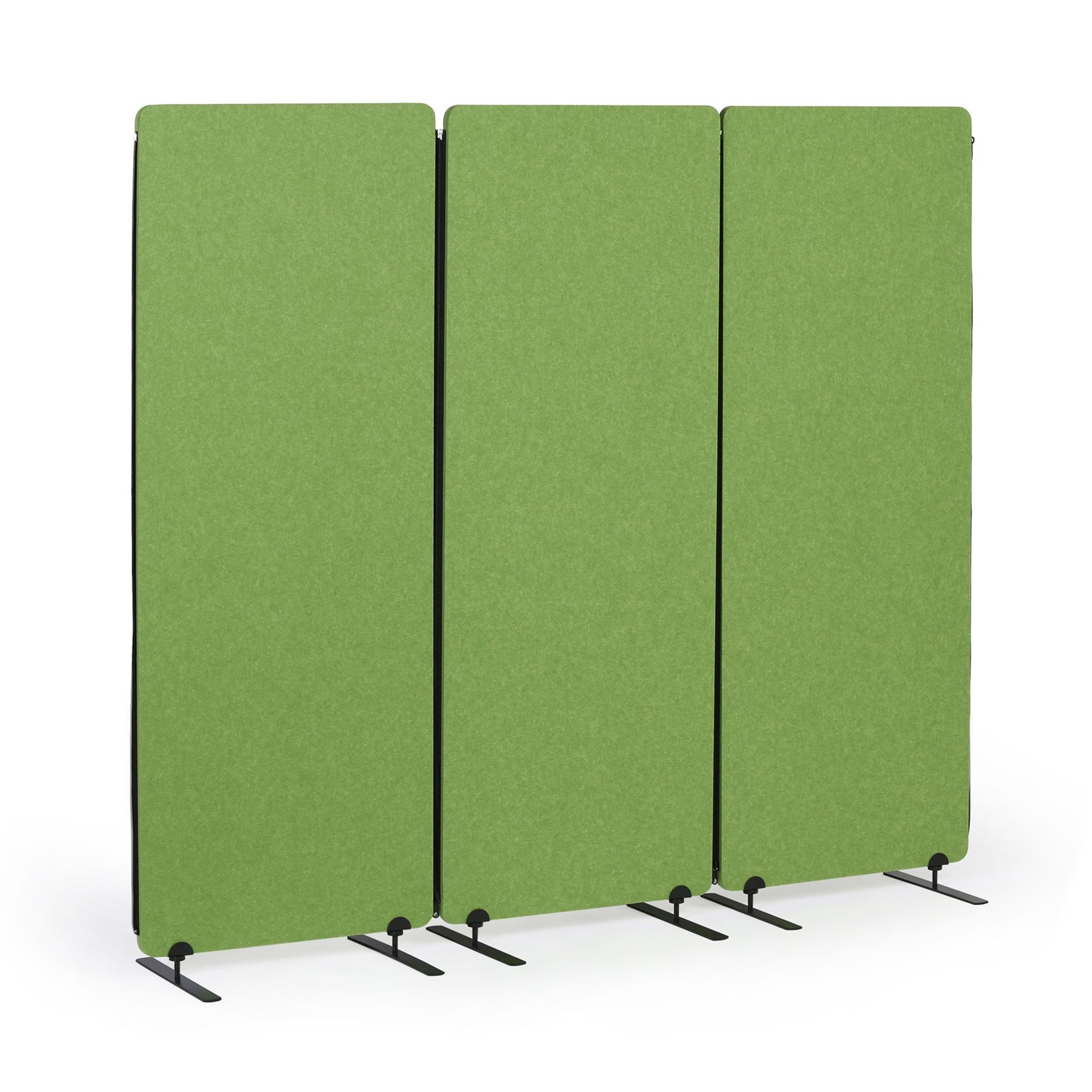 Akustický paraván, deliaca stena 160 x 60 cm, 3 ks v balení, 100% polyester, spojiteľná na zips, zelená