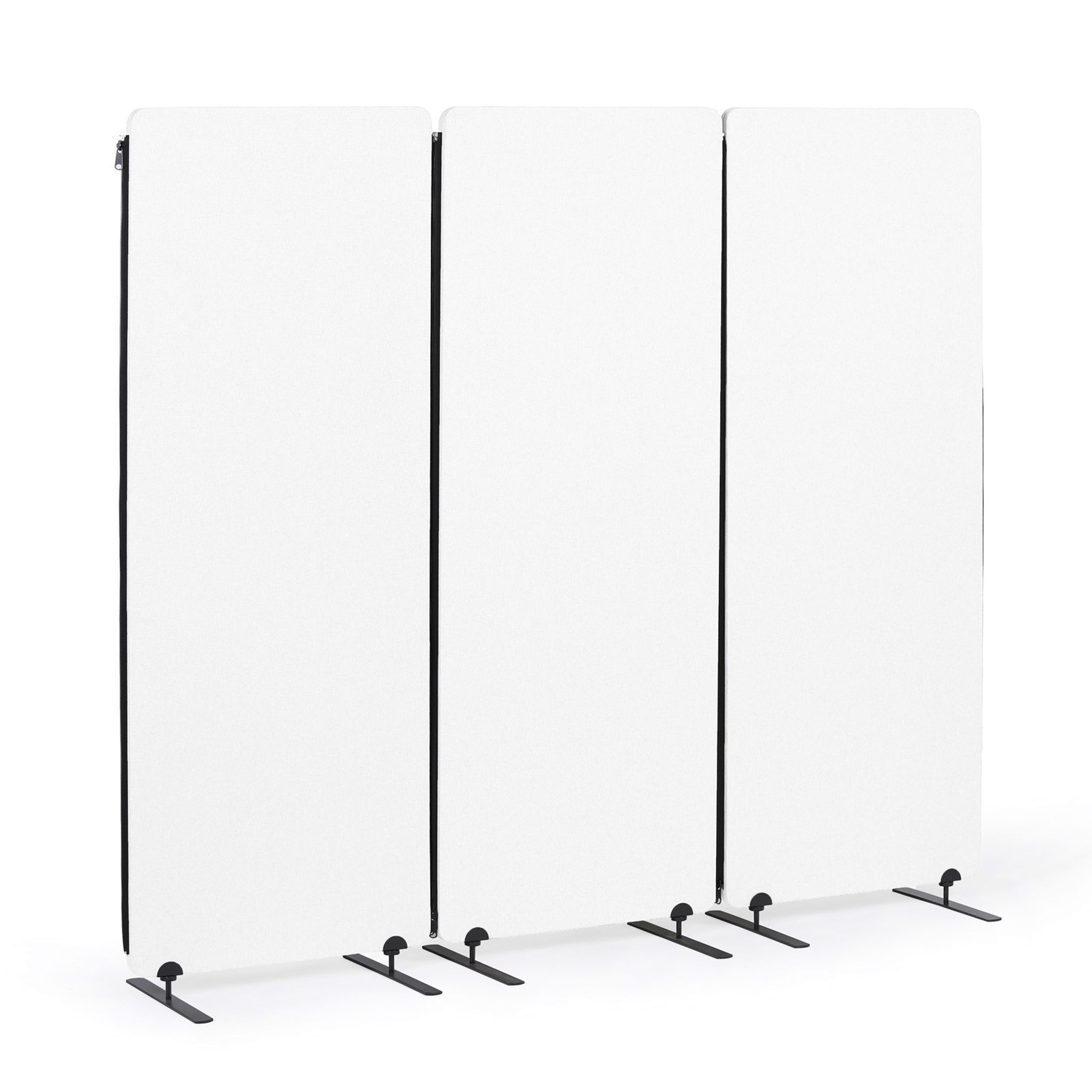 Akustyczny parawan, ścianka działowa 160 x 60 cm, 3 sztuki w opakowaniu, 100% poliester, połączenia na zamek błyskawiczny, biały