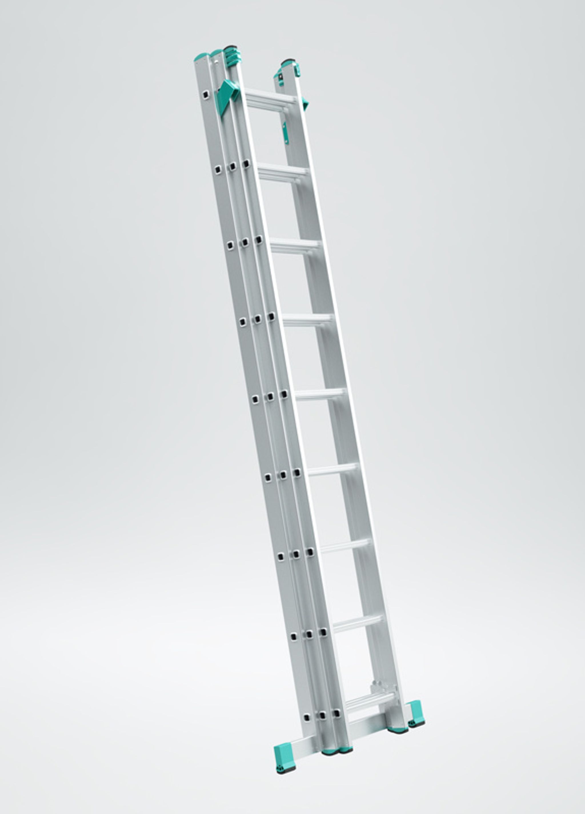 Alu Mehrzweckleiter, ALVE EUROSTYL mit Anpassung für die Treppen, dreiteilig, 3x9 Sprosen, die Länge 5,69 m Alu Mehrzweckleiter, ALVE EUROSTYL mit Anpassung für die Treppen, dreiteilig, 3x9 Sprosen, die Länge 5,69 m