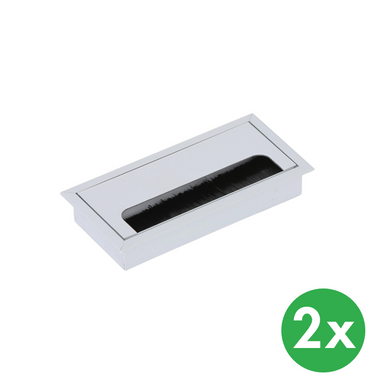 Aluminiowy przepust kablowy do biurka, 80 x 160 mm, 2 szt.