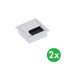 Aluminiowy przepust kablowy do biurka, 80 x 80 mm, 2 szt.