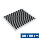 Aluminium-Schmutzfangmatte mit Bürstenleisten und Anlaufprofil, 80 x 90 cm, Schwarz