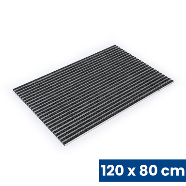 Aluminium-Schmutzfangmatte mit Teppicheinlage, 120 x 80 cm, Schwarz