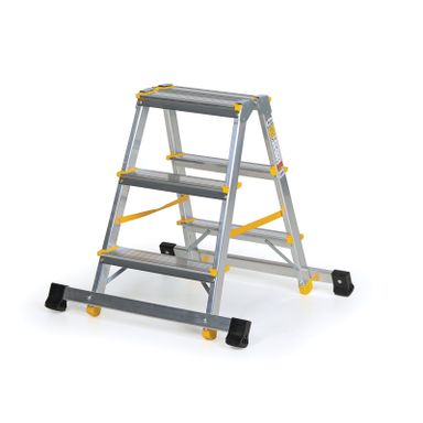 ALVE EUROSTYL doppelseitige Aluminiumstufen mit Stabilisator, 2 x 3 Stufen, Höhe 0,61 m