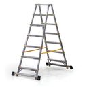 ALVE EUROSTYL doppelseitige Aluminiumtreppe mit Stabilisator, 2 x 7 Stufen, Höhe 1,46 m