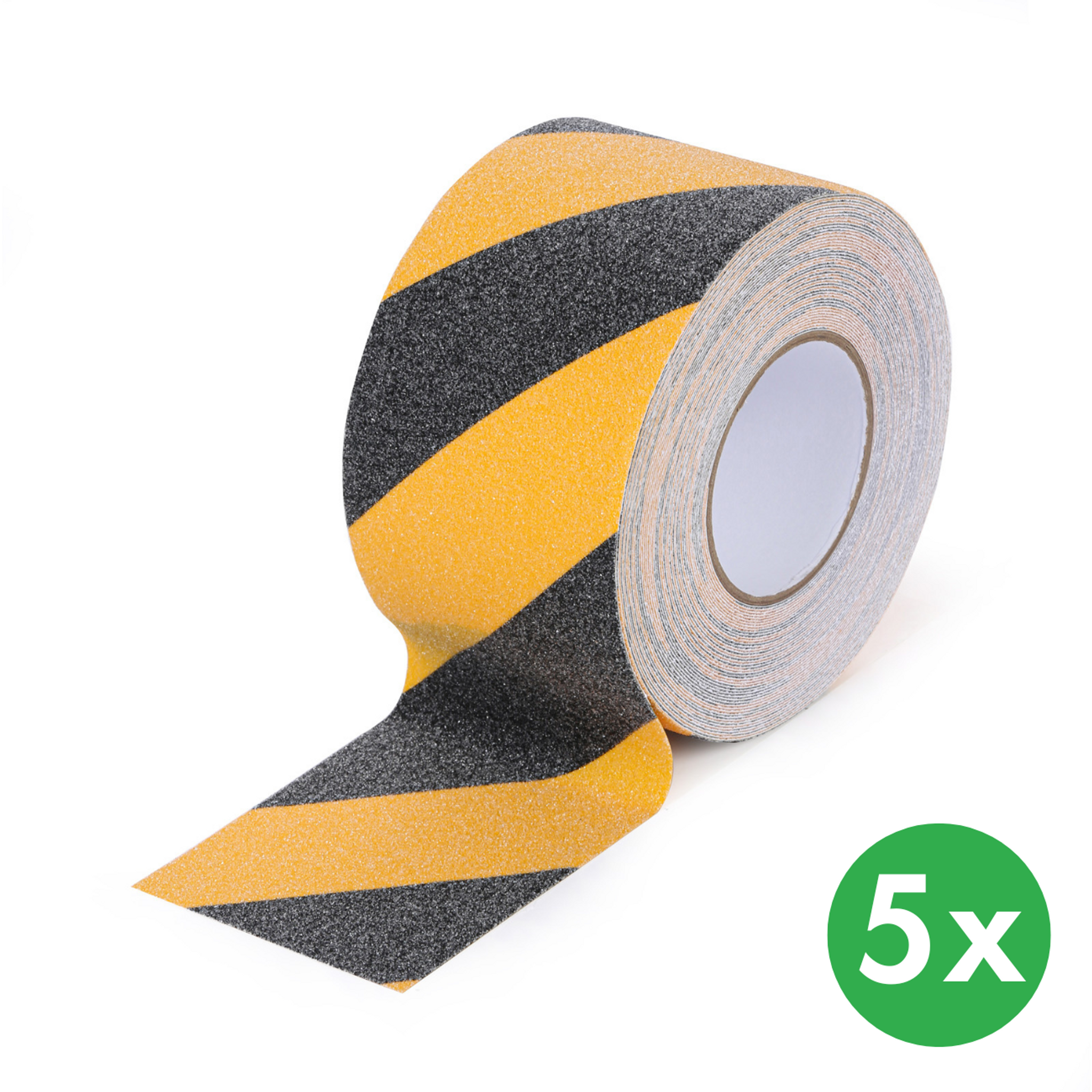 Antirutschband, Feinkorn, 100 mm x 18,3 m, 5 Stk, schwarz-gelb