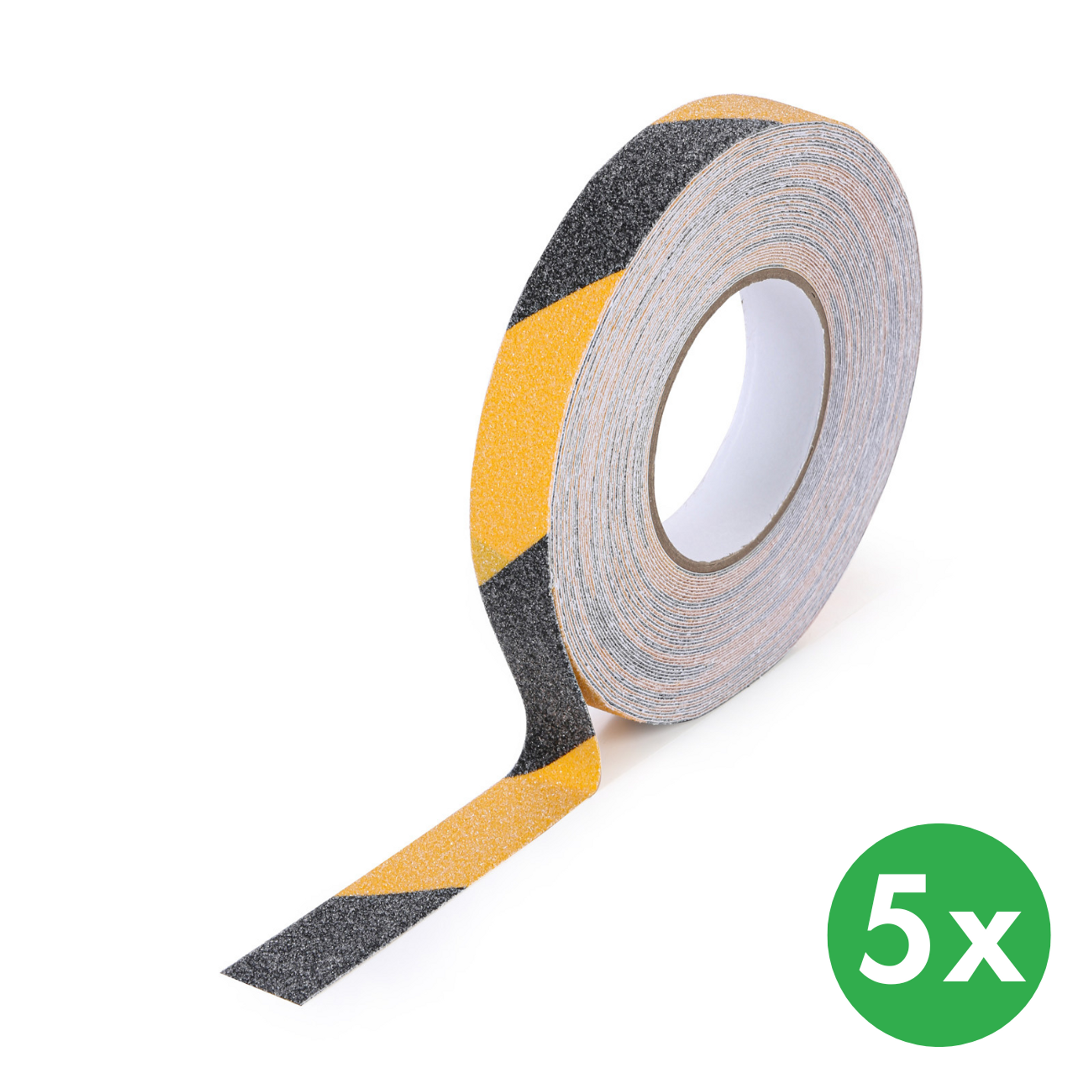 Antirutschband, Feinkorn, 25 mm x 18,3 m, 5 Stk, schwarz-gelb