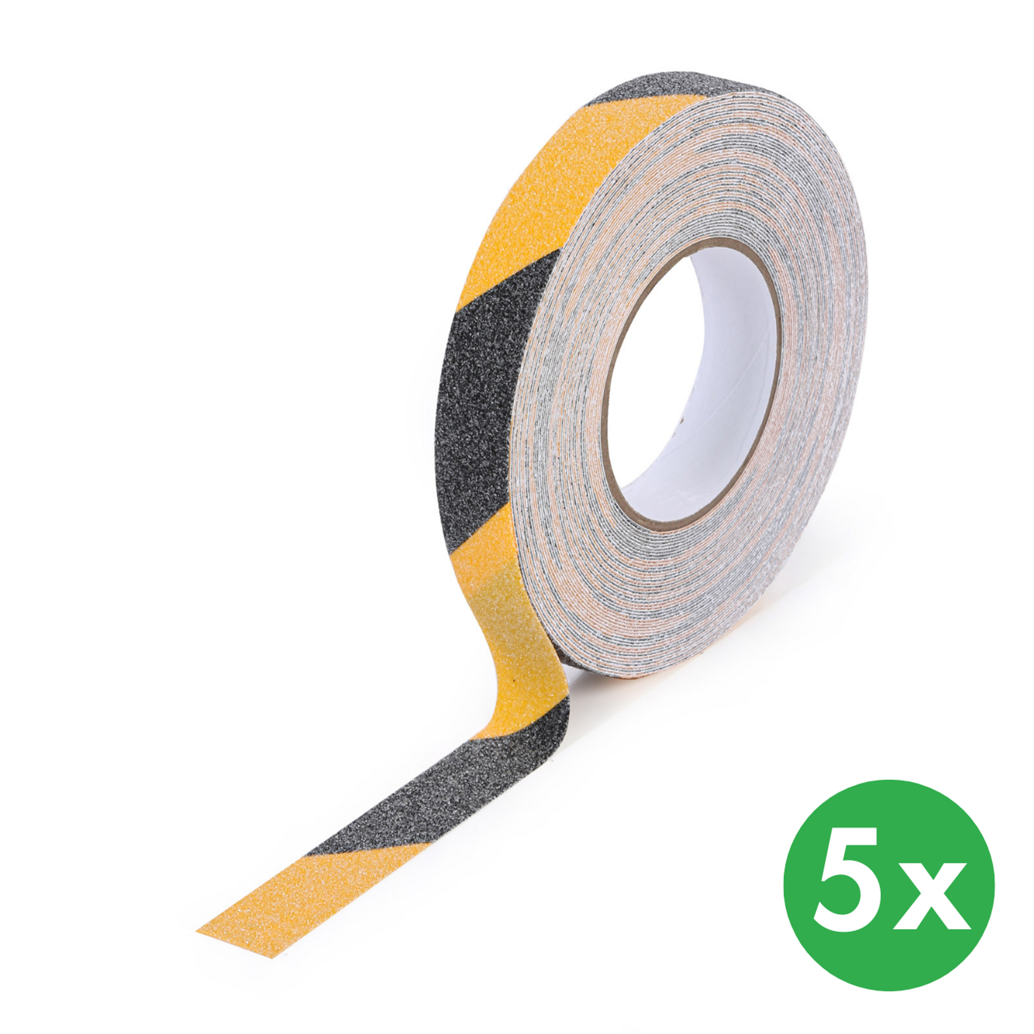Antirutschband, Grobkorn, 25 mm x 18,3 m, 5 Stk, schwarz-gelb