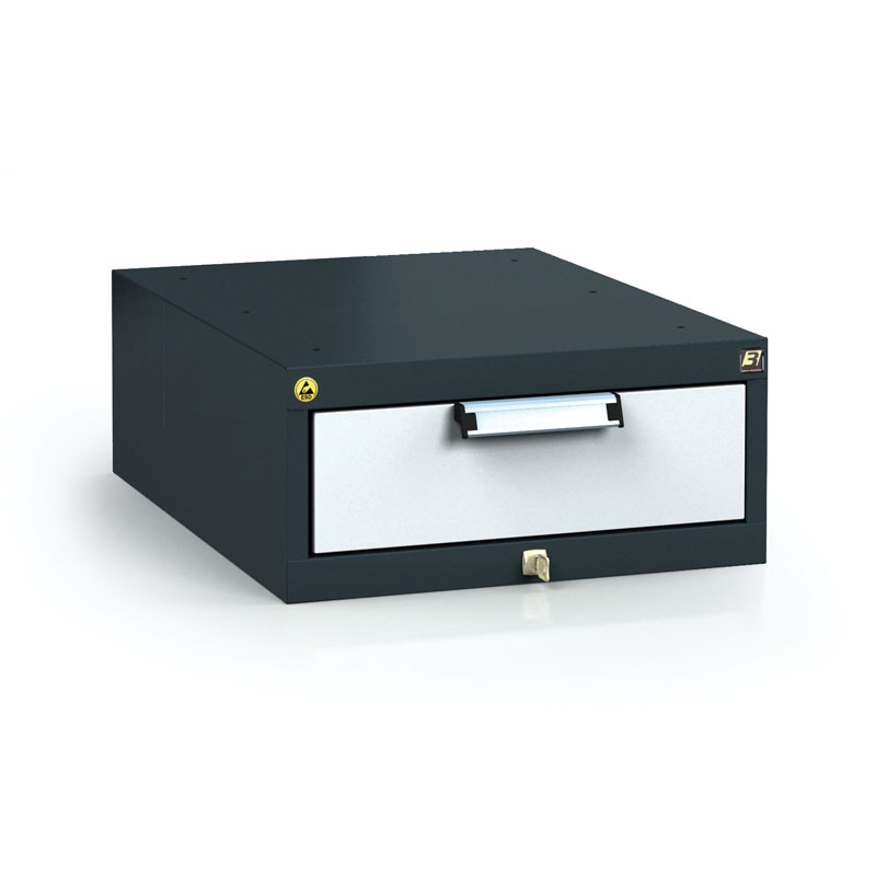 Fotografia produktu: Antistatický závesný ESD box pre pracovné stoly 218 x 480 x 600 mm, 1 zásuvka