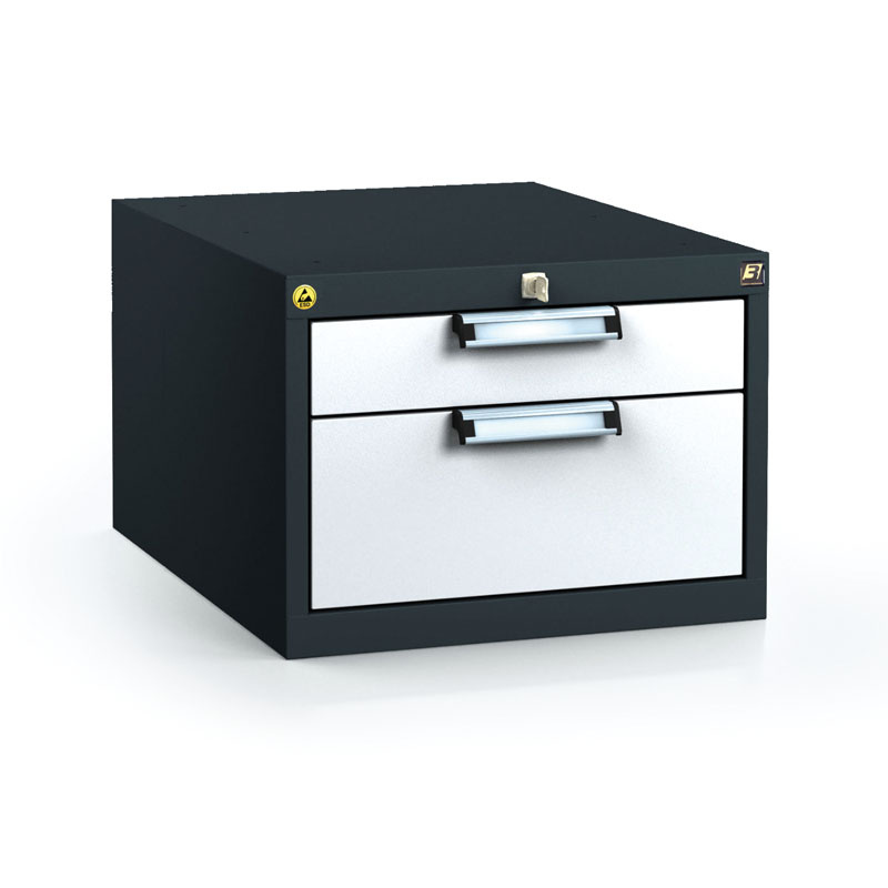 Fotografia produktu: Antistatický závesný ESD box pre pracovné stoly 351 x 480 x 600 mm, 2 zásuvky