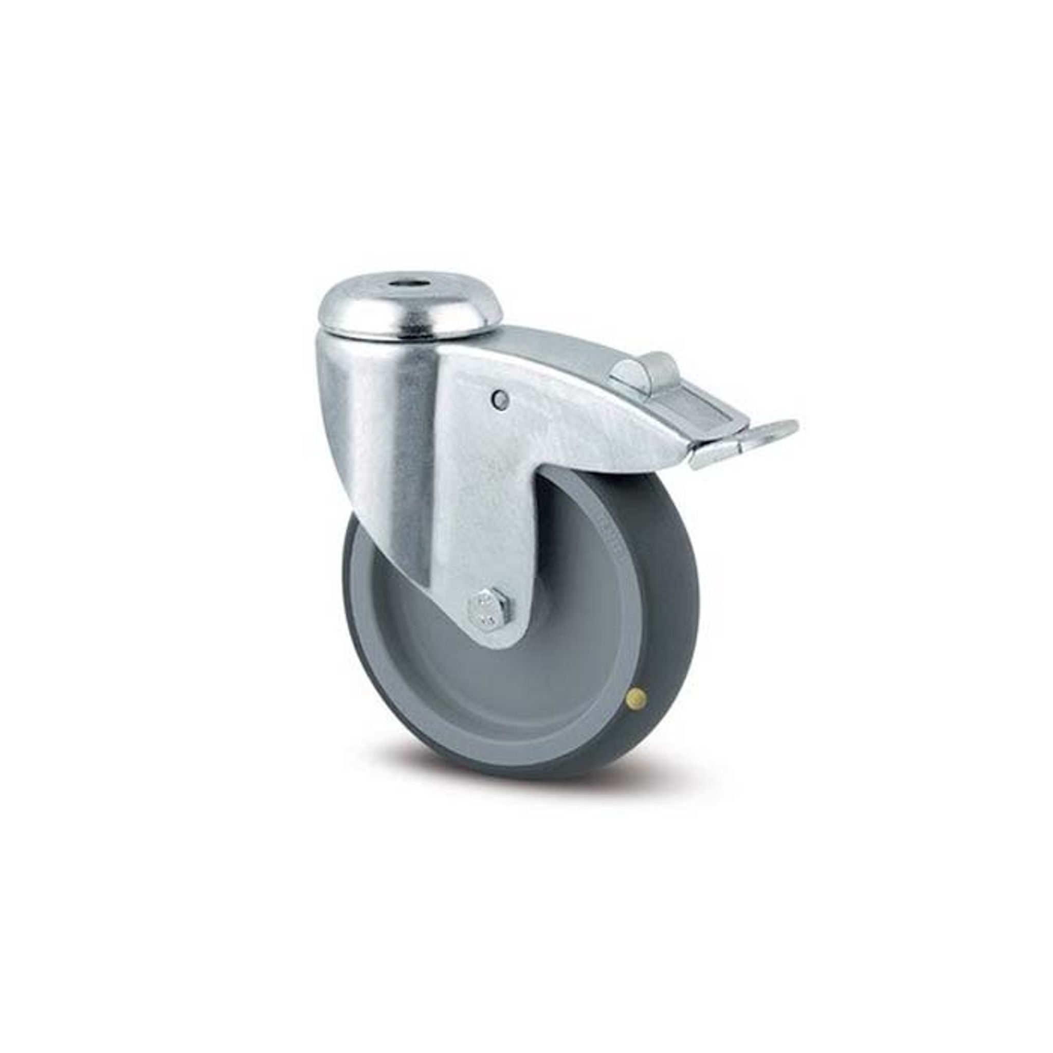 Antistatisches drehbares Armaturenrad TENTE mit Bremse, 100 mm, Mittelloch, graues Gummi