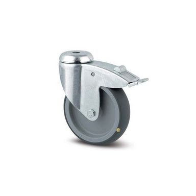 Antistatisches drehbares Armaturenrad TENTE mit Bremse, 100 mm, Mittelloch, graues Gummi