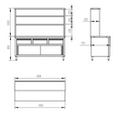 Arbeitstisch aus Edelstahl mit Schrank, Schubladen und Regalen, 1850 x 700 x 1800 mm