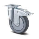 Armaturenrad TENTE, grau, 125 mm, drehbar mit Bremse mit Abdeckung