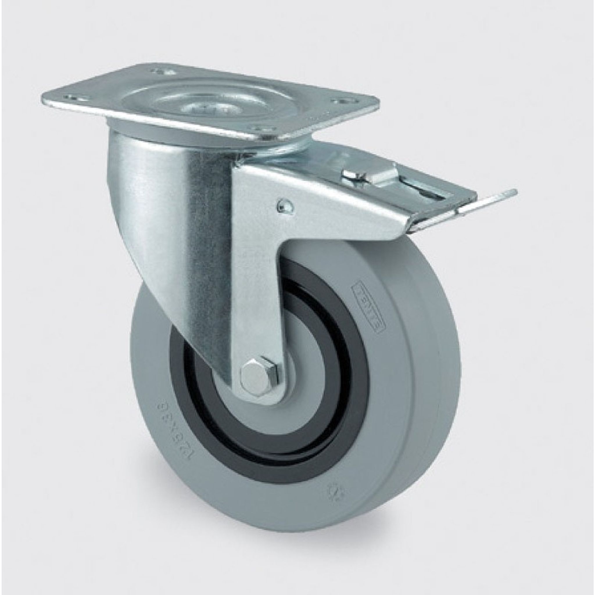 Armaturenrad TENTE mit einer verminderten Geräuschintensität, aus Gummi, 125 mm, drehbar mit Bremse