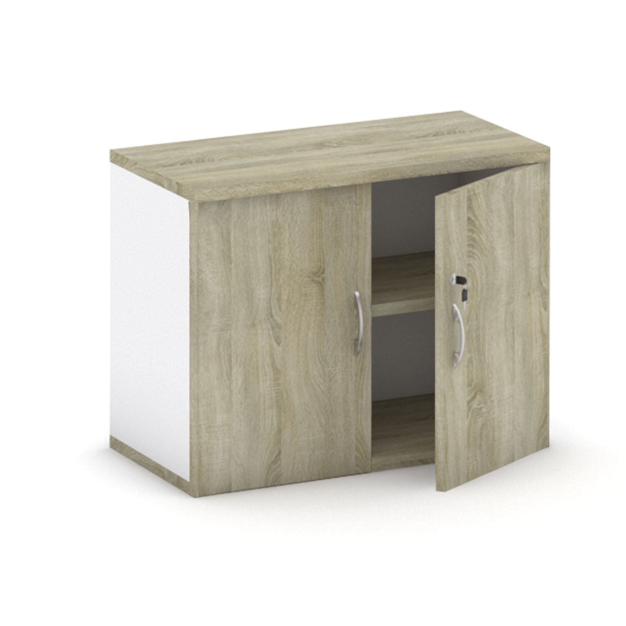 Aufbau, 2-türig MIRELLI, 800 x 400 x 600 mm, weiß/Eiche sonoma