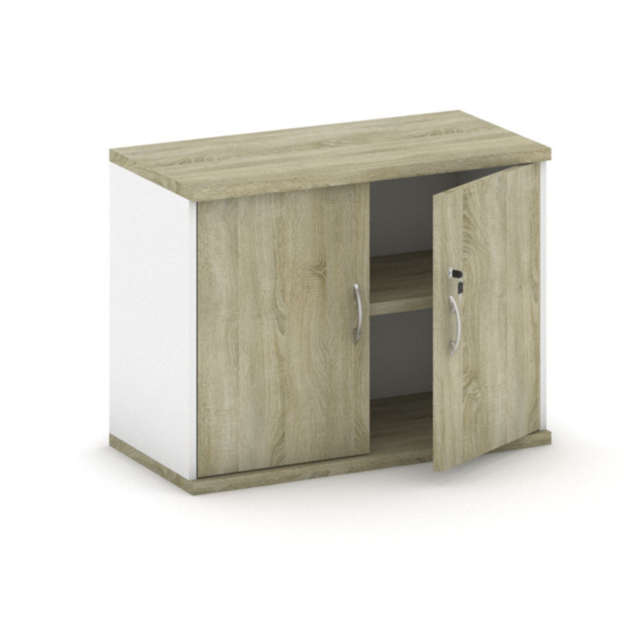 Aufbau, 2-türig MIRELLI, 800 x 400 x 600 mm, weiß/Eiche sonoma