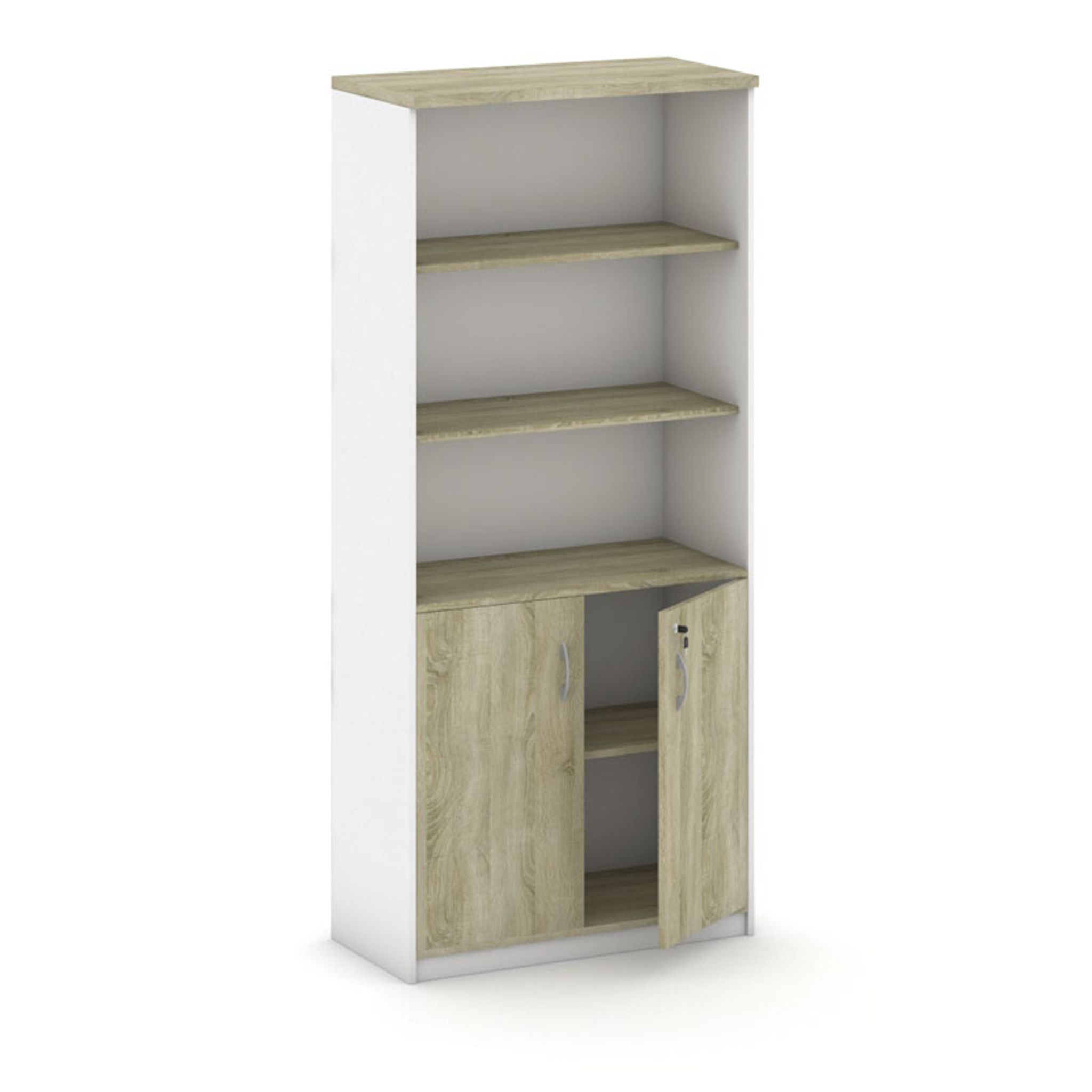 Aufbau MIRELLI, 2-türig, 800 x 400 x 1800 mm, weiß/Eiche sonoma