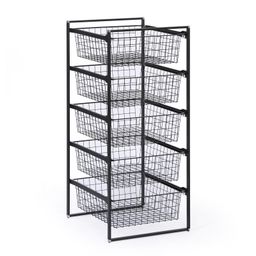 Aufbewahrungssystem mit 5 Drahtkörben, 450 x 500 x 1040 mm, schwarz