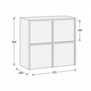 Aufsatzschrank FRAME, 4x Tür, 872 x 450 x 854 mm, PUSH-lock, Nussbaum