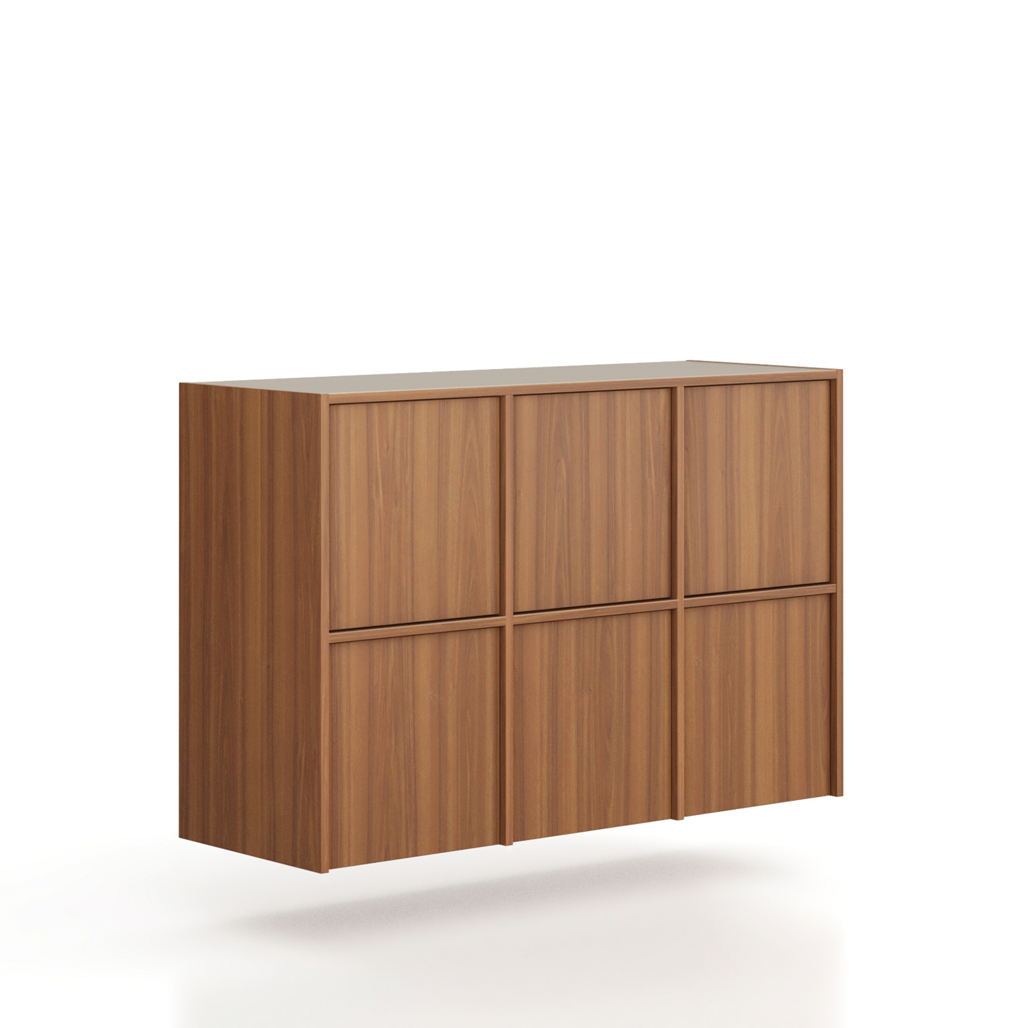 Aufsatzschrank FRAME, 6x Tür, 1299 x 450 x 854 mm, PUSH-lock, Nussbaum