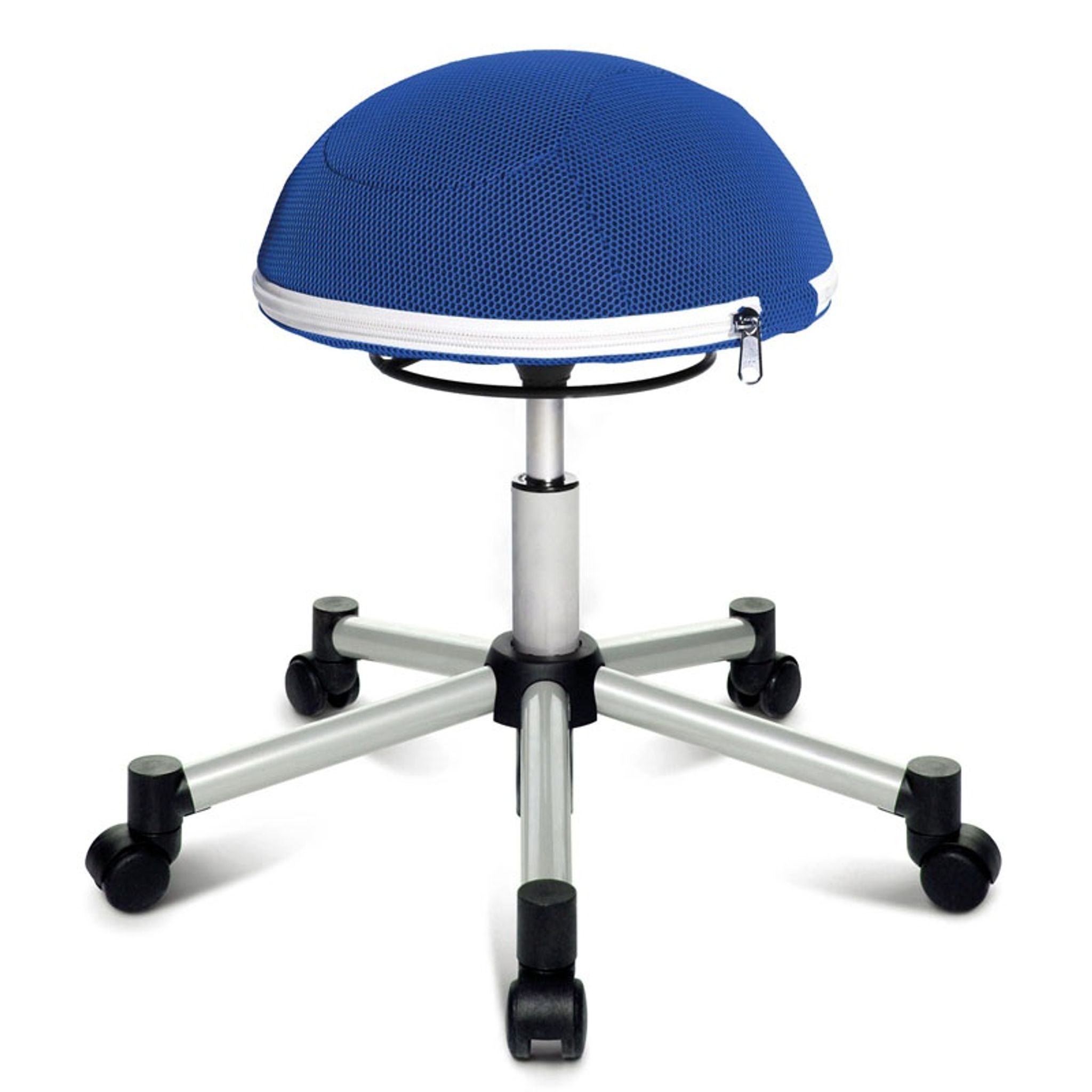 Balance-Stuhl HALF BALL mit Metall-Fußkreuz für gesundes Sitzen, blau Balance-Stuhl HALF BALL mit Metall-Fußkreuz für gesundes Sitzen, blau