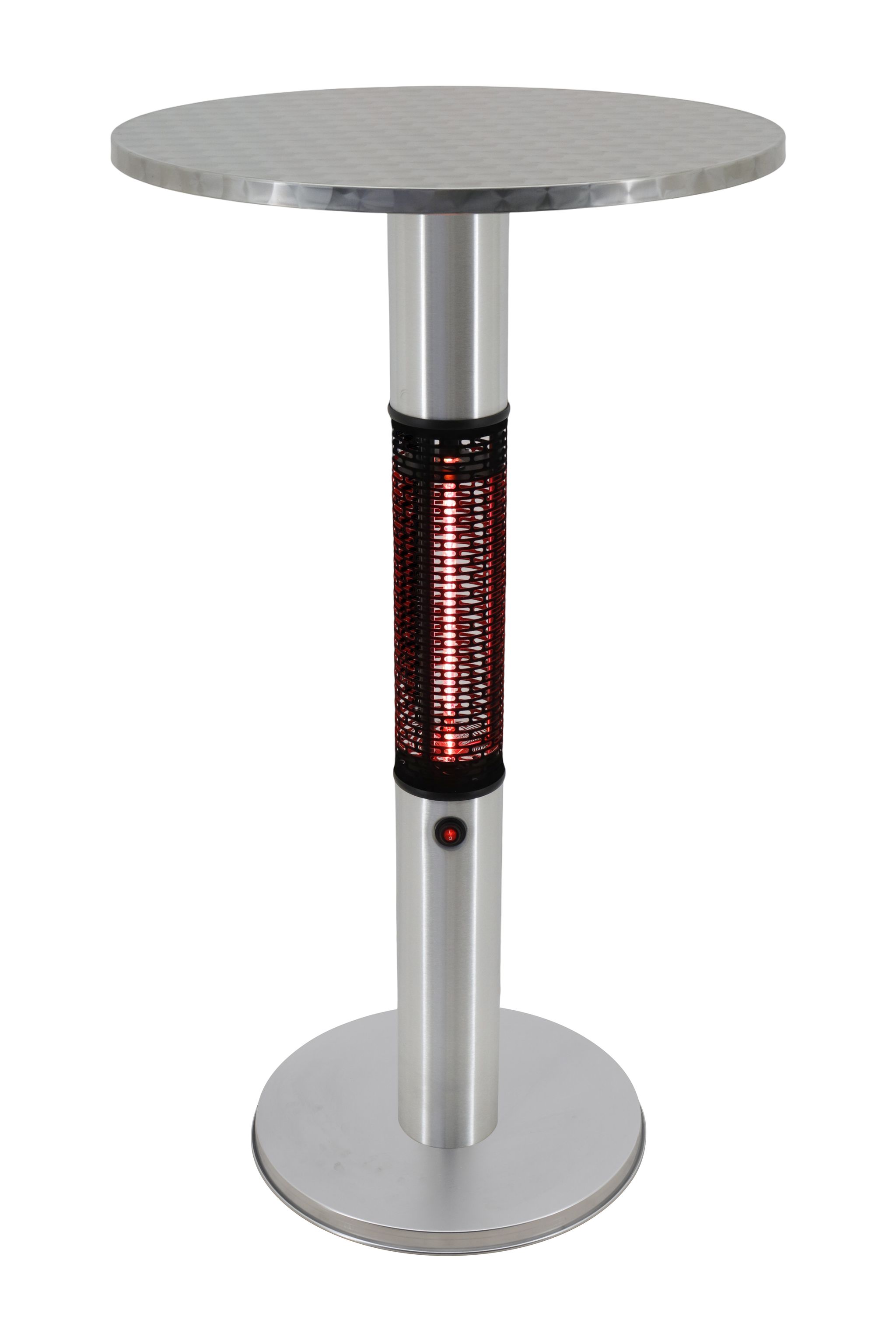 Beheizter Bistrotisch mit Infrarotstrahler, 1500 W, Ø 600 mm, Edelstahl