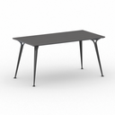 Besprechungstisch PRIMO ALFA 1600 x 800 mm, schwarzes Fußgestell, Graphit