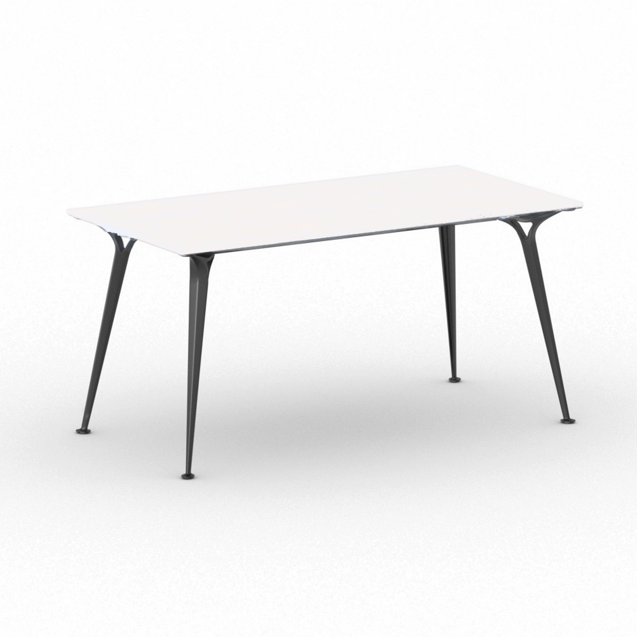 Besprechungstisch PRIMO ALFA 1600 x 800 mm, schwarzes Fußgestell, weiß