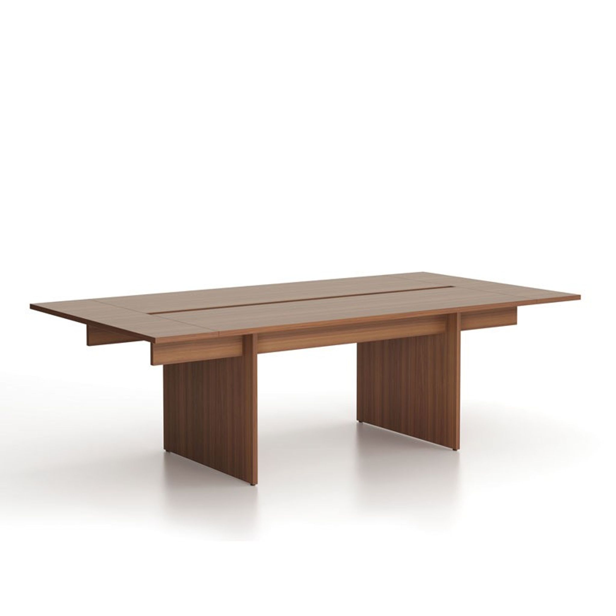 Besprechungstisch SOLID + 2x Verlängerung, 2400 x 1250 x 743 mm, Nussbaum