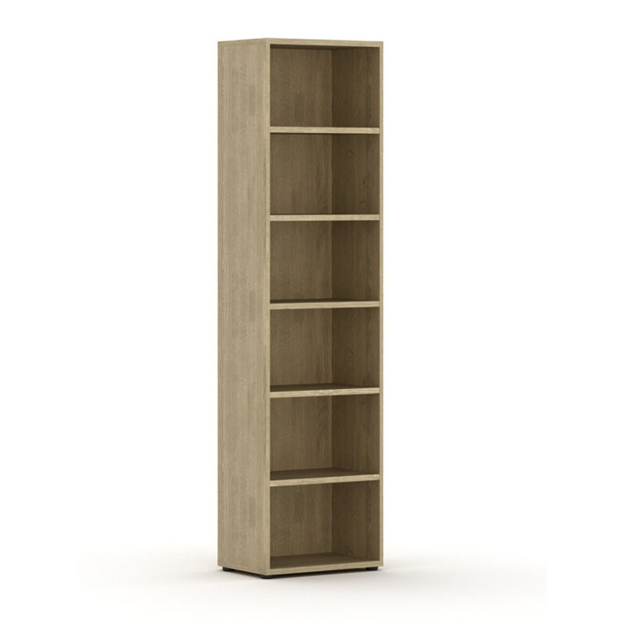 Biblioteka INTEGRO wyższa, 2300 x 600 x 400 mm, 5 półek, dąb naturalny