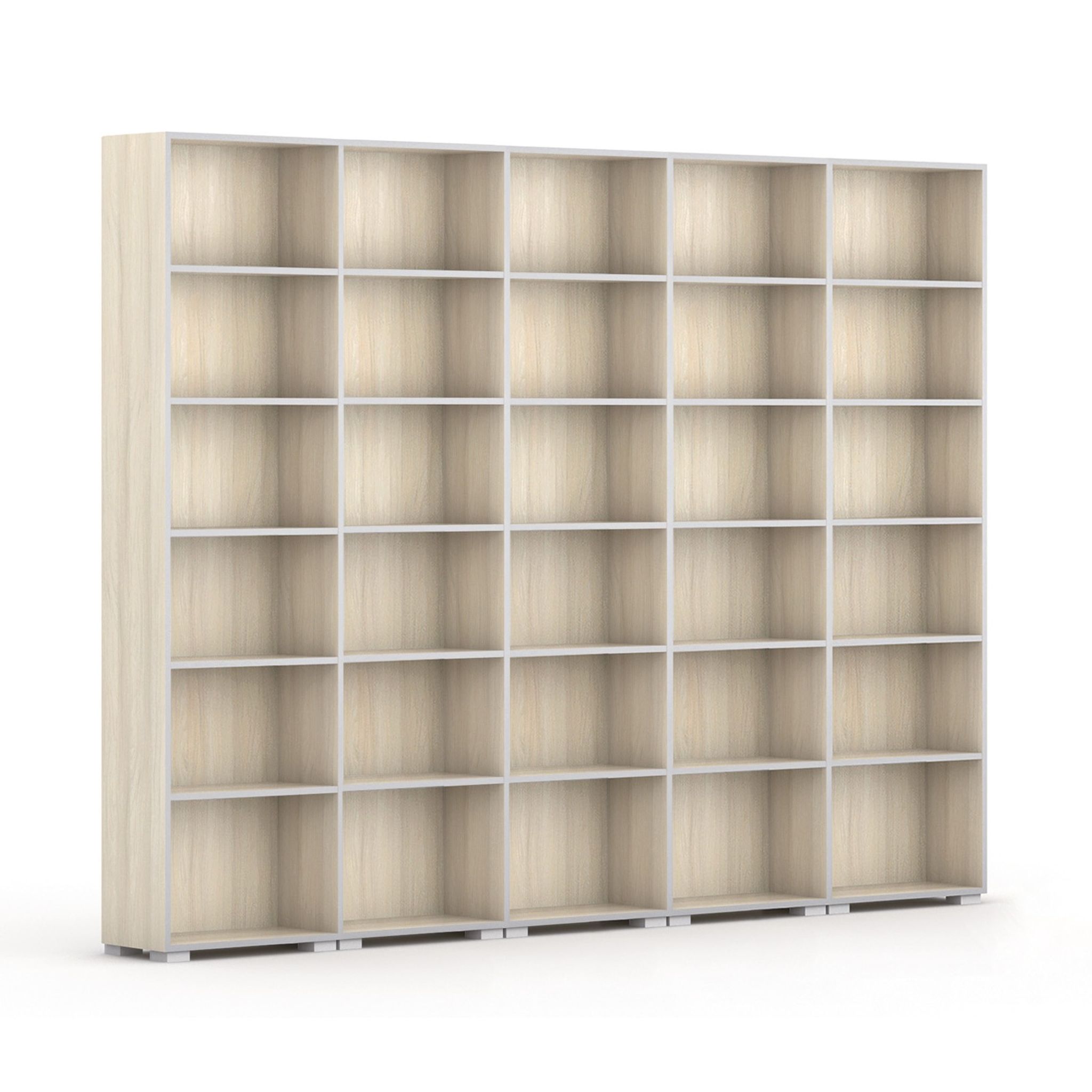 Biblioteka SILVER LINE, 5 kolumn, 2230 x 3000 x 400 mm, dąb naturalny