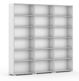 Biblioteka SILVER LINE, biały, 3 kolumny, 2230 x 2400 x 400 mm