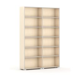 Biblioteka SILVER LINE, brzoza, 2 kolumny, 2230 x 1600 x 400 mm