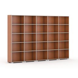 Biblioteka SILVER LINE, czereśnia, 5 kolumn, 1865 x 3000 x 400 mm
