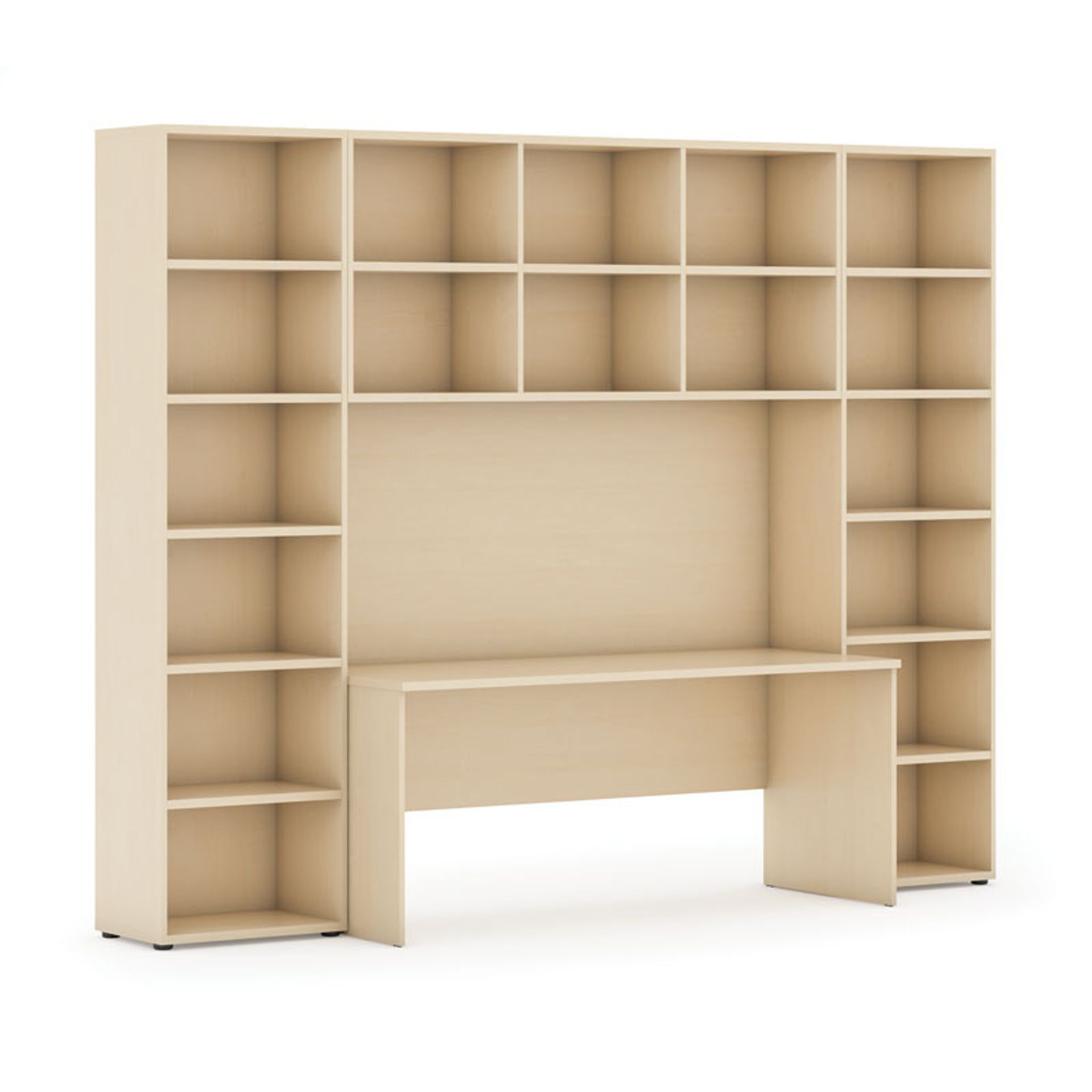 Biblioteka z wbudowanym biurkiem, wysoka, 2950x700/400x2300 mm, brzoza