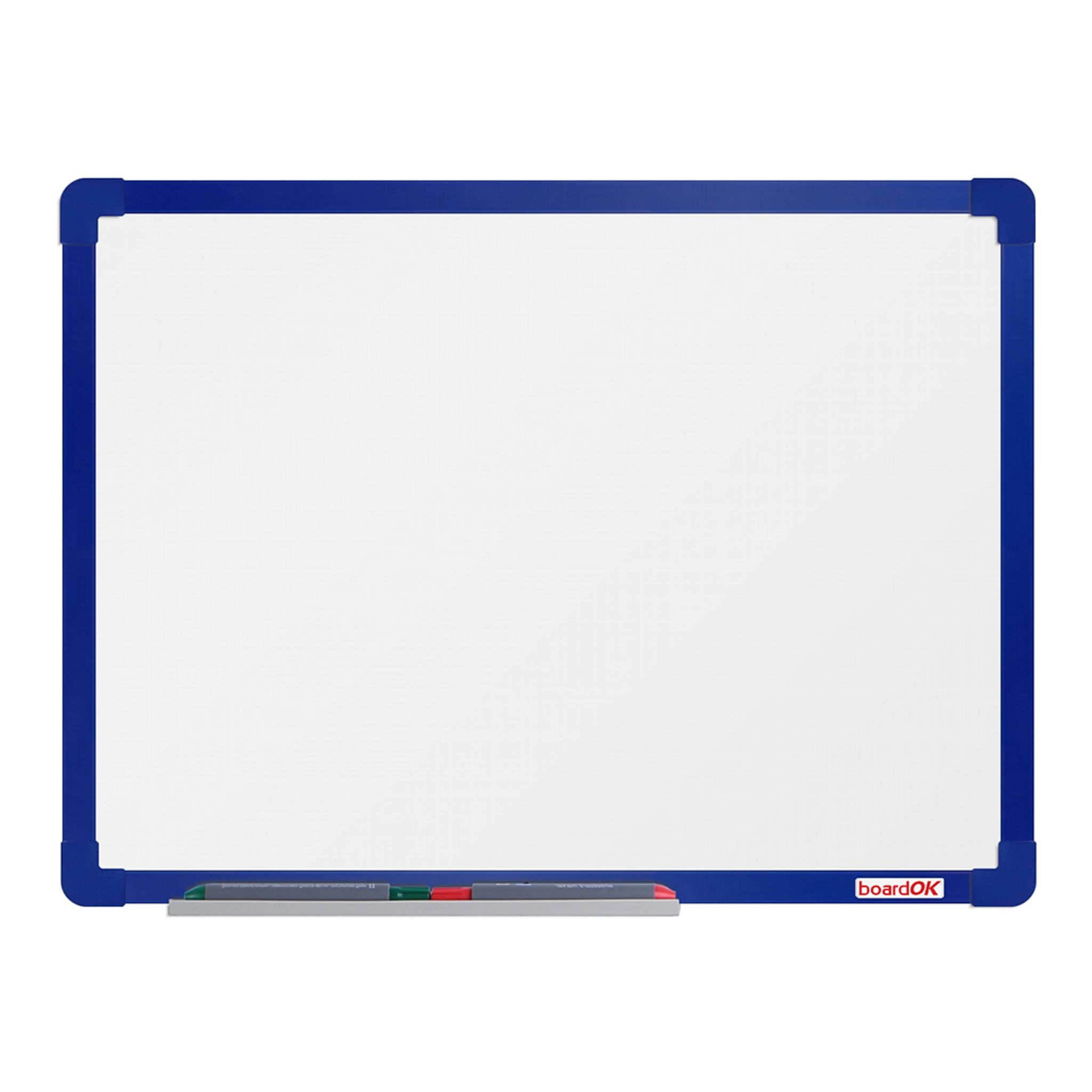 Bílá magnetická popisovací tabule boardOK 600 x 450 mm, modrý rám