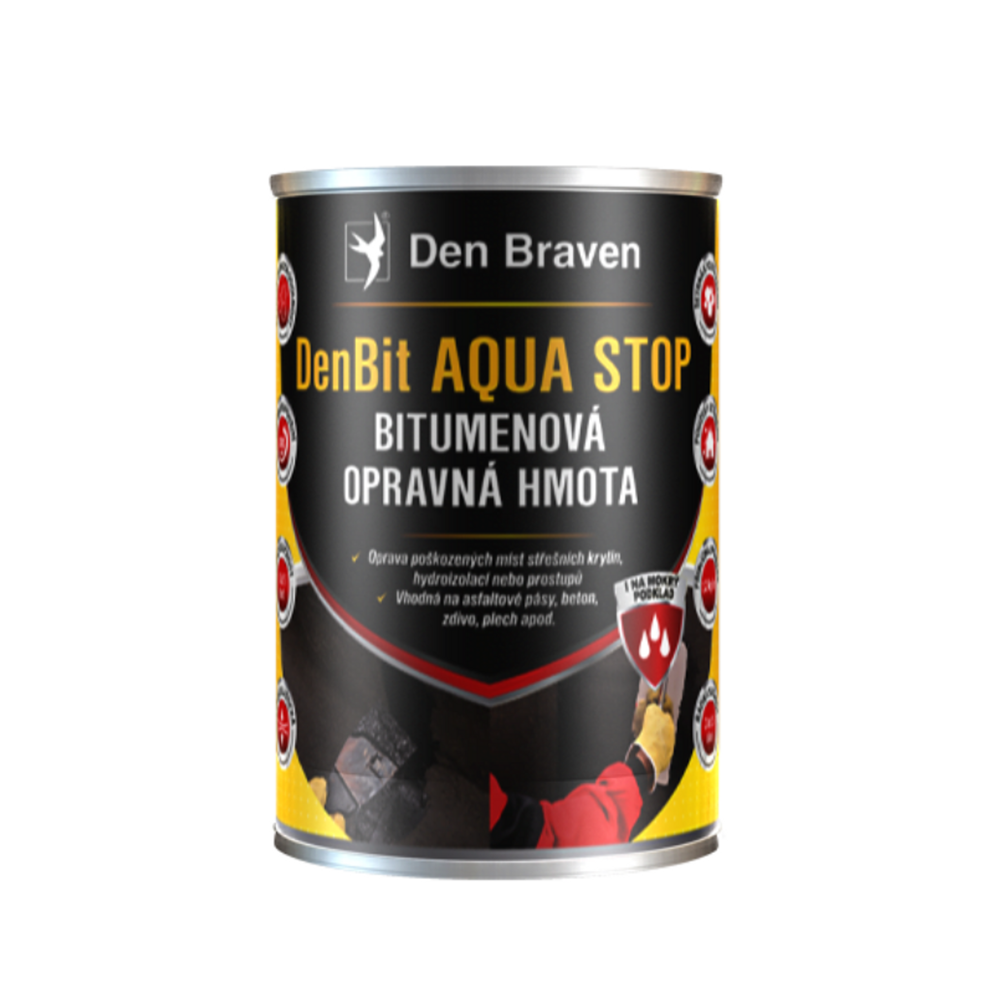 Bitumenová opravná hmota | DenBit AQUA STOP, 3 kg, černá