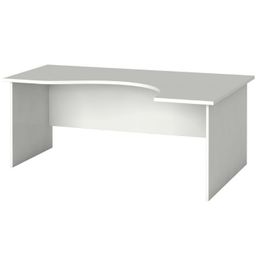 Biurko narożne PRIMO FLEXI, zaokrąglone, 1800 x 1200 mm, biały, prawe