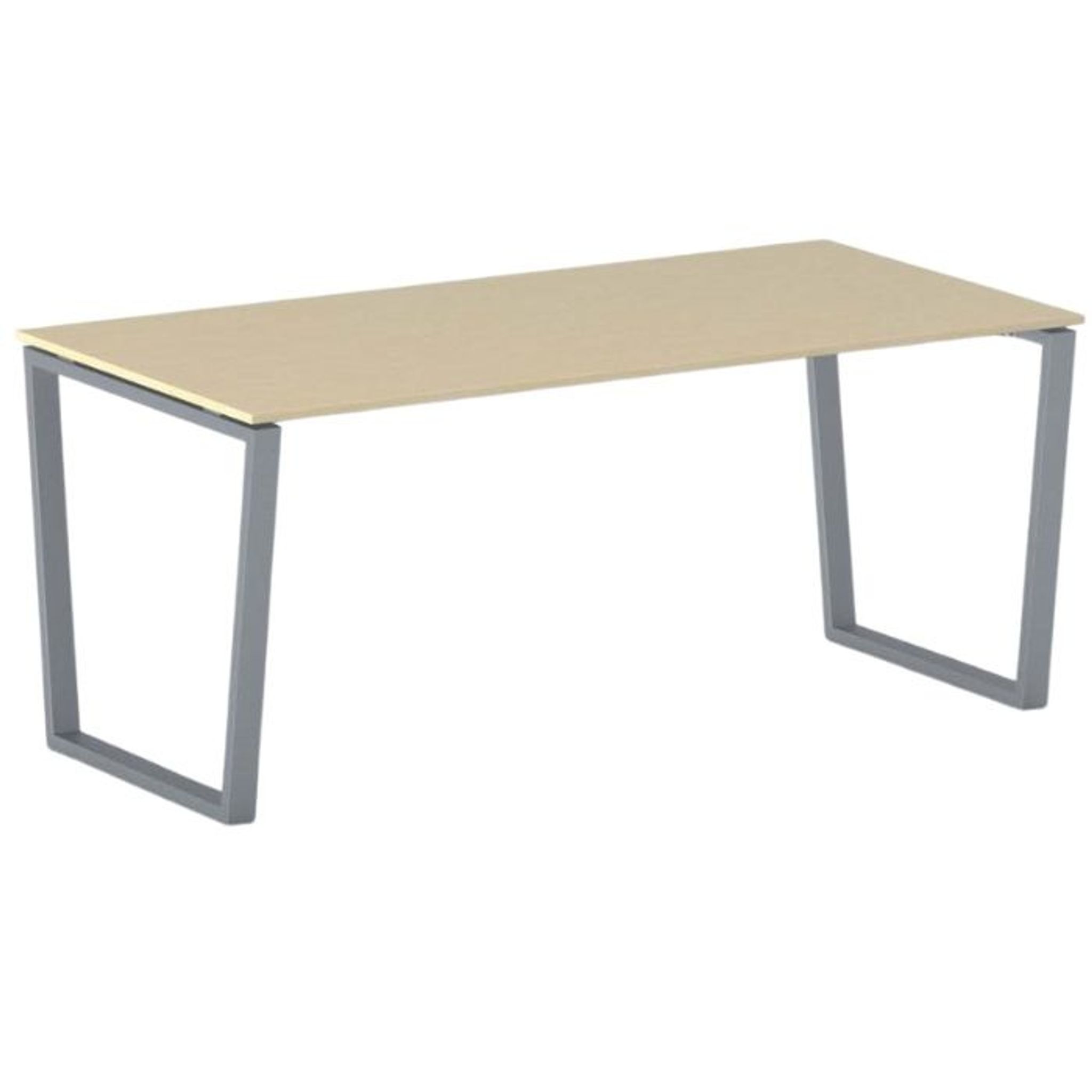 Biurko PRIMO IMPRESS, 180x90 cm, szaro-srebrna podstawa, brzoza